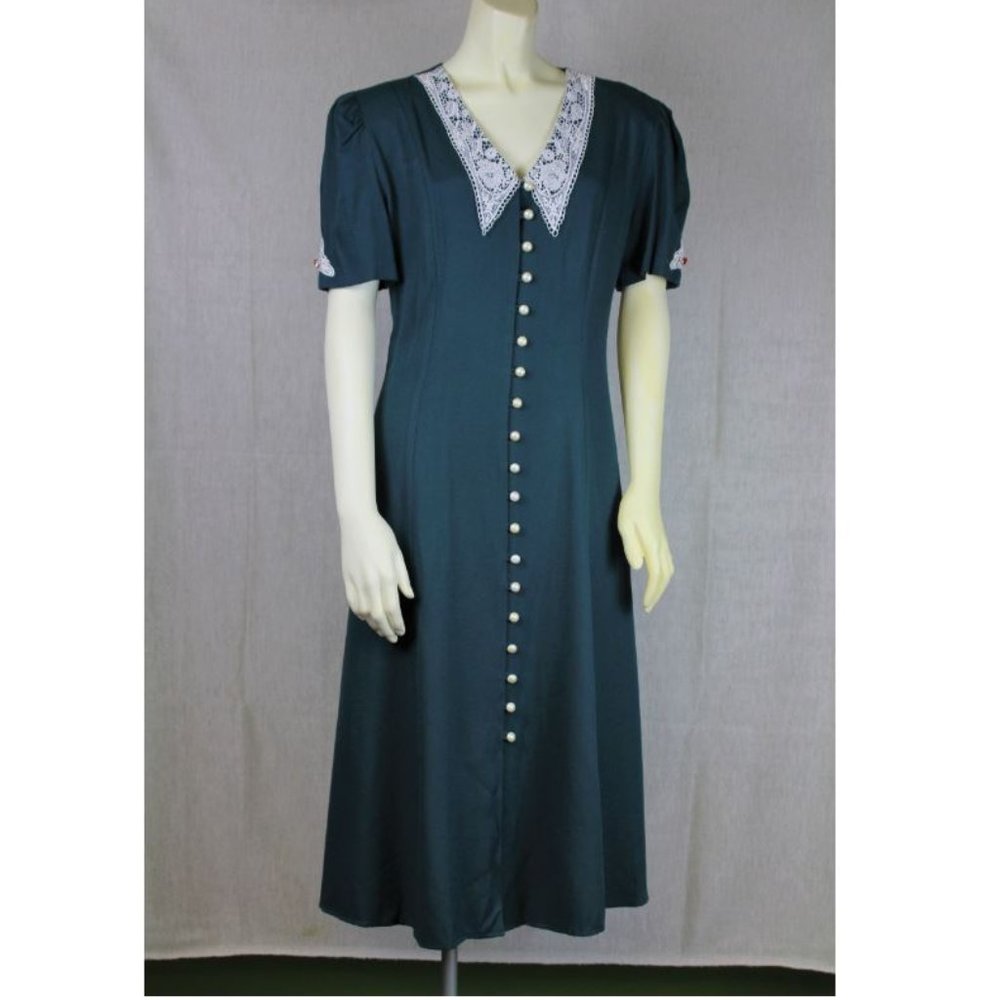 Vintage petite turquoise green dress